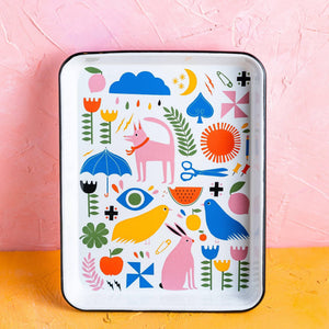 LG190-DOGTRAY - Lisa Congdon x CCH Small Rectangle Tray, Pink Dog - 2