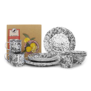 ecomposer-color-grey splatter, DSSGYM - Splatter 16 Piece Dinnerware Set, Grey Splatter