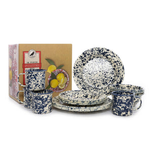 ecomposer-color-navy and cream, DSSNVM - Splatter 16 Piece Dinnerware Set, Navy and Cream