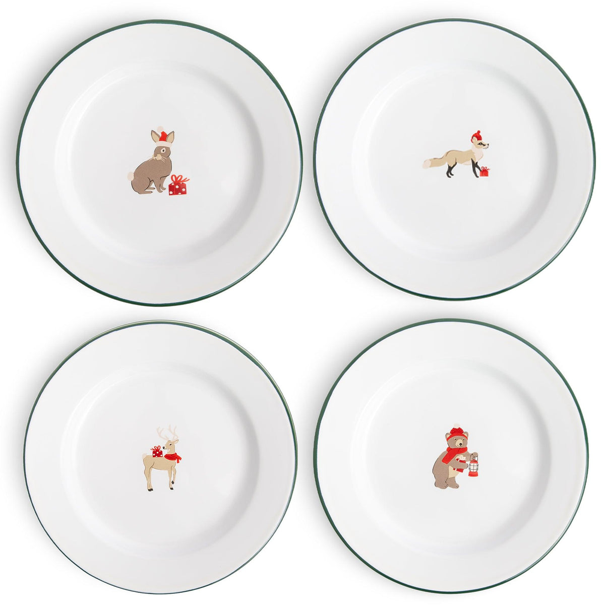 HS99GRN-ANMLSET - Helmsie x CCH Salad Plates, Set of 4, Holiday Animals - 1