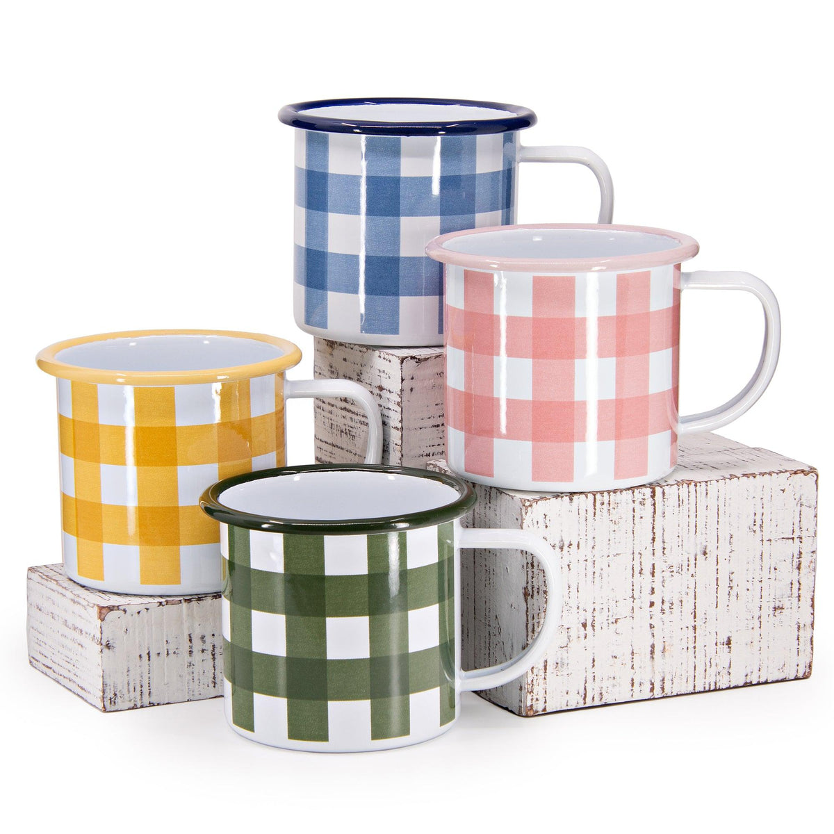 ecomposer-color-max mixed set, MAXH11GNG-MIX - Max Humphrey x CCH Gingham 12 oz Mugs, Set of 4, Max Mixed Set