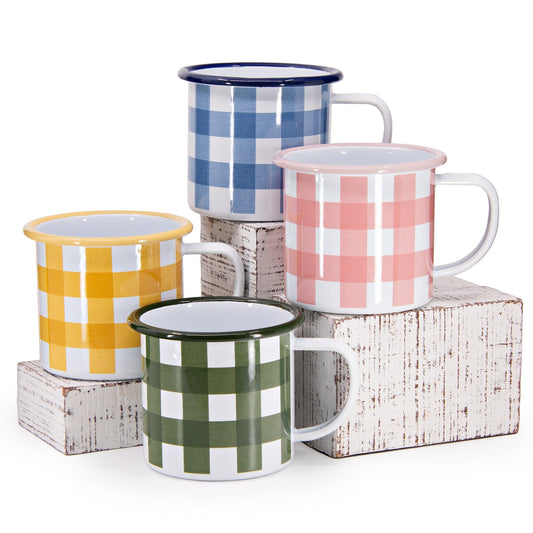 ecomposer-color-max mixed set, MAXH11GNG-MIX - Max Humphrey x CCH Gingham 12 oz Mugs, Set of 4, Max Mixed Set