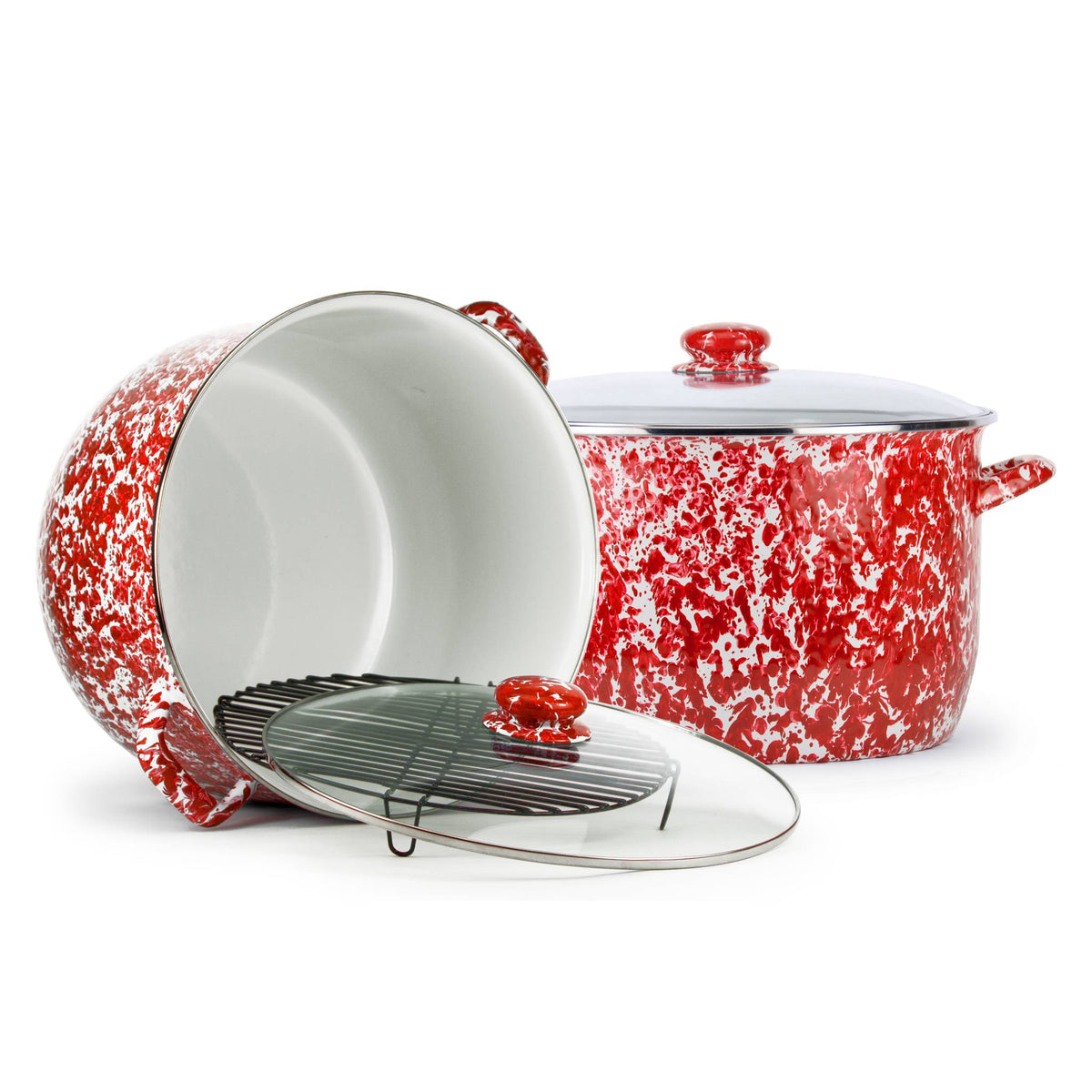 RD75 - Red Swirl 18 qt Stock Pot  3