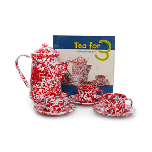 ecomposer-color-red splatter, TEA43RM - Splatter Kid's Tea for Three Set, Red Splatter