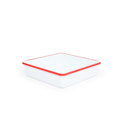 ecomposer-color-red rim, V101RED - Vintage Square Brownie Pan, Red Rim