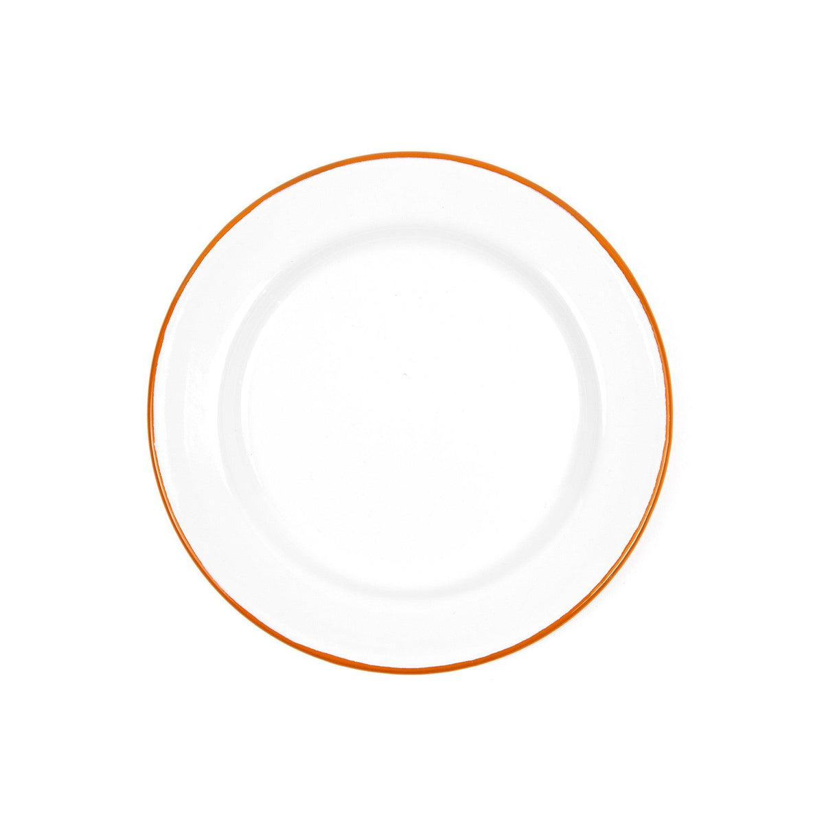 ecomposer-color-orange rim, V20ORA-4 - Vintage Dinner Plates, Set of 4, Orange Rim