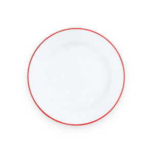 ecomposer-color-red rim, V20RED-4 - Vintage Dinner Plates, Set of 4, Red Rim