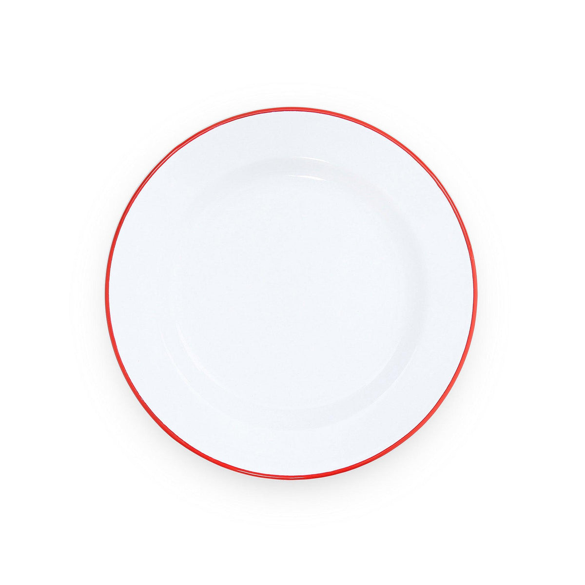 ecomposer-color-red rim, V20RED-4 - Vintage Dinner Plates, Set of 4, Red Rim