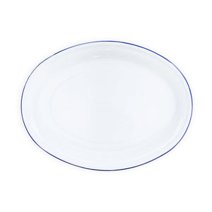 ecomposer-color-blue rim, V61BLU - Vintage Oval Platter, Blue Rim