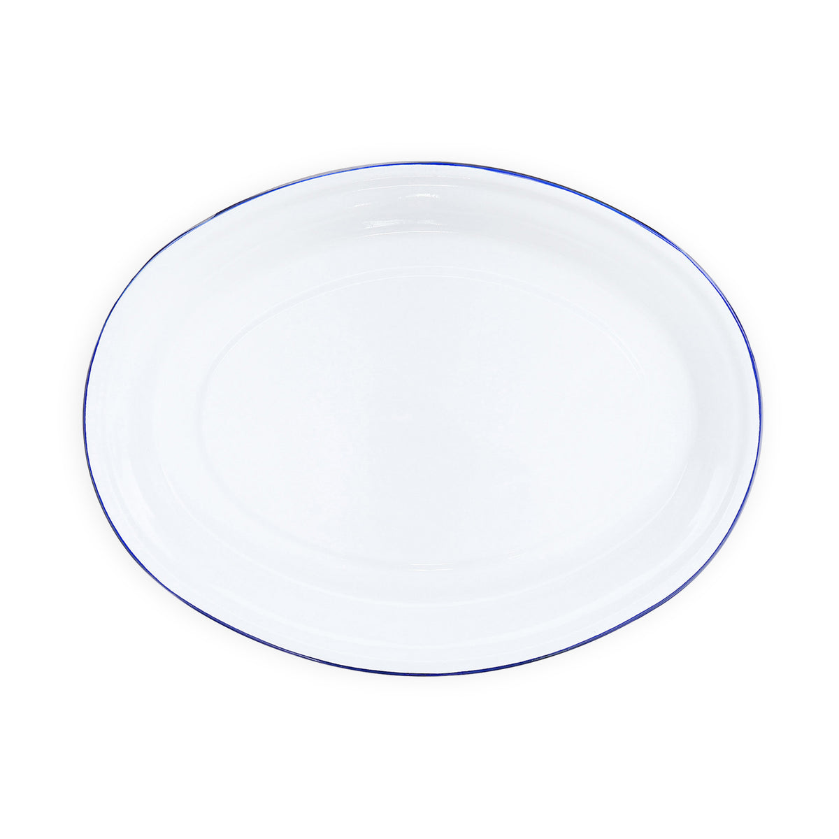 ecomposer-color-blue rim, V61BLU - Vintage Oval Platter, Blue Rim