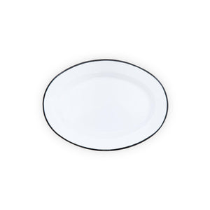 ecomposer-color-black rim, V94BLA-4 - Vintage Oval Plates, Set of 4, Black Rim