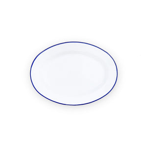ecomposer-color-blue rim, V94BLU-4 - Vintage Oval Plates, Set of 4, Blue Rim