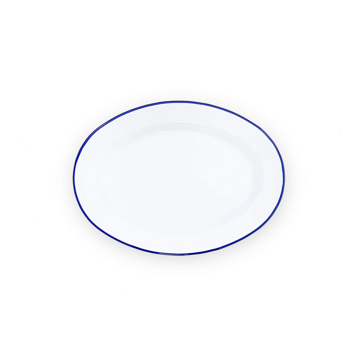 ecomposer-color-blue rim, V94BLU-4 - Vintage Oval Plates, Set of 4, Blue Rim