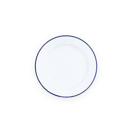 ecomposer-color-blue rim, V99BLU-4 - Vintage Flat Salad Plates, Set of 4, Blue Rim