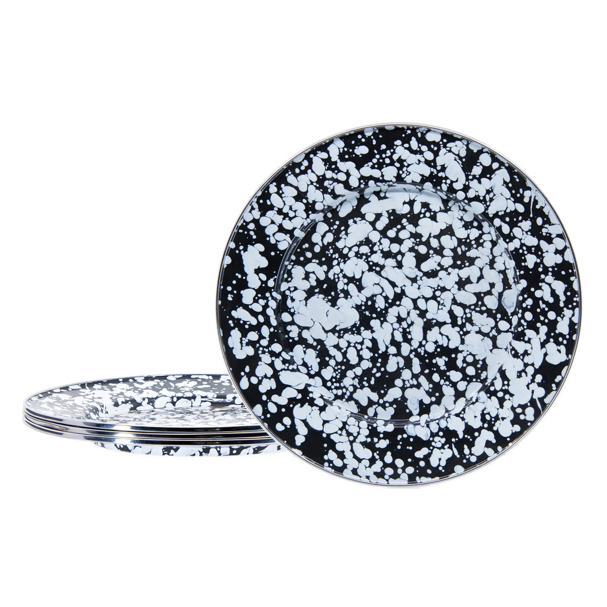 BL07S4 - Black Swirl Dinner Plates - Set of 4  1