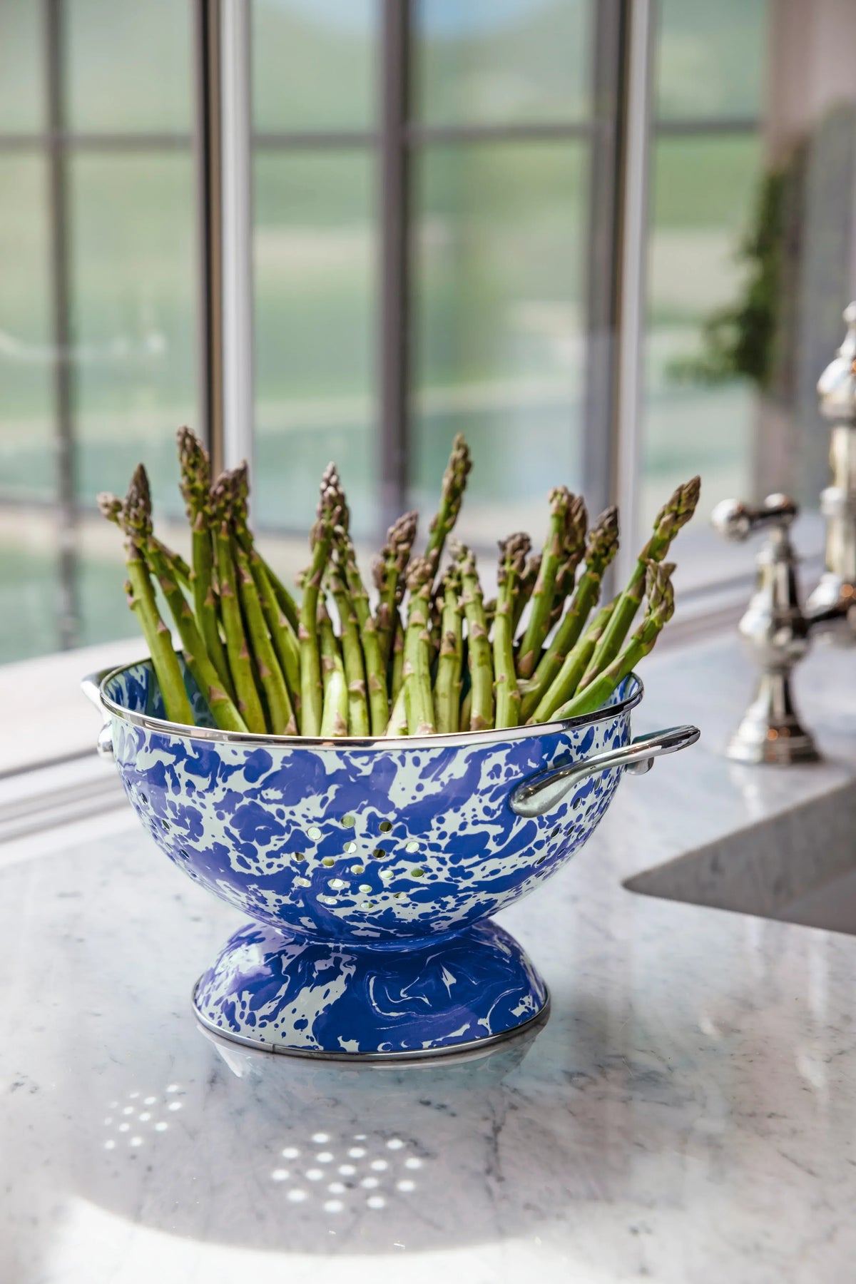 CB27 - Cobalt Swirl Medium Colander  2