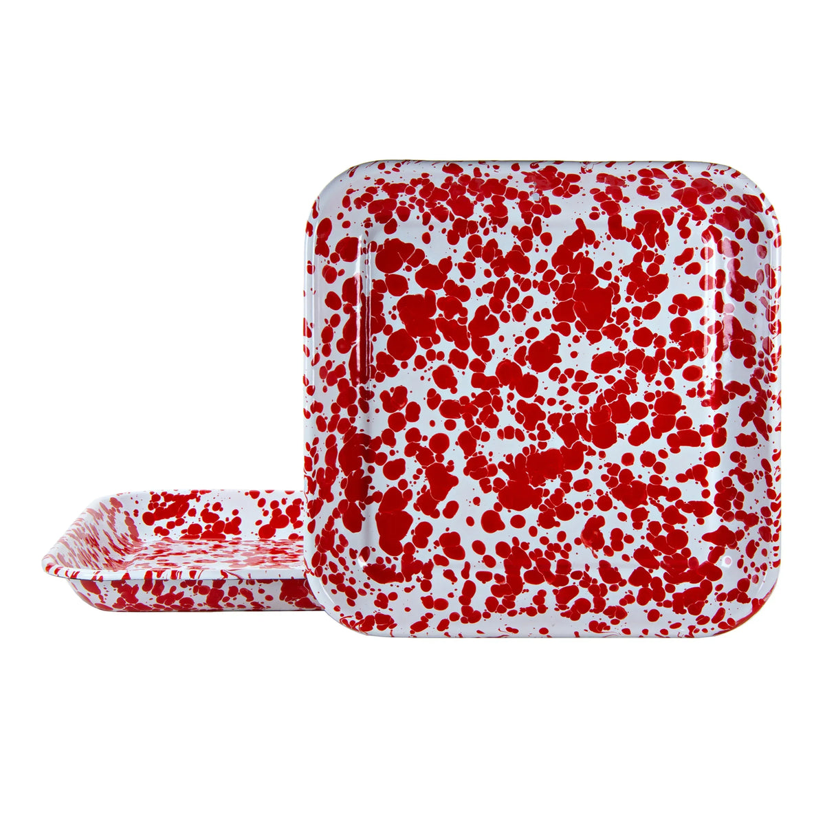 RD09S2 - Red Swirl Square Trays - Set of 2  1