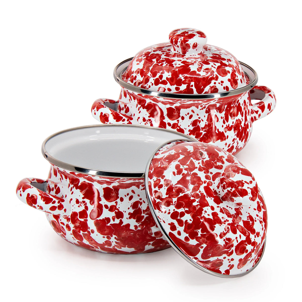 RD32S2 - Red Swirl Petite Tureens - Set of 2  1